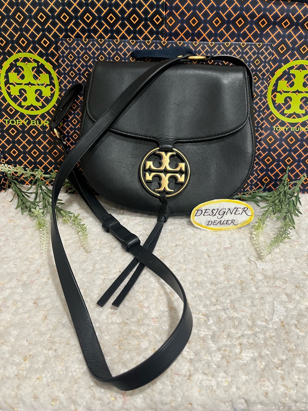 Tory Burch Small Miller Flap Crossbody Bag Black VGC!